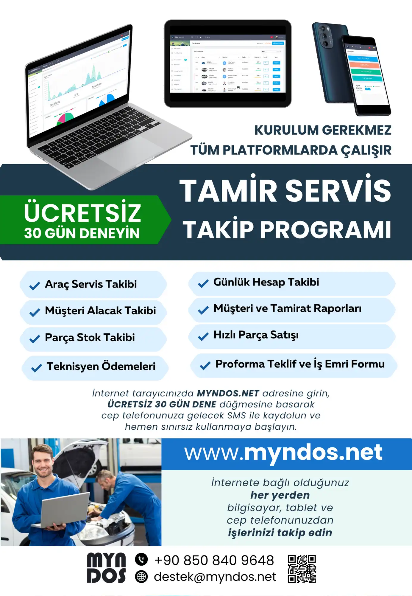 MYNDOS Oto Servis Takip Programı